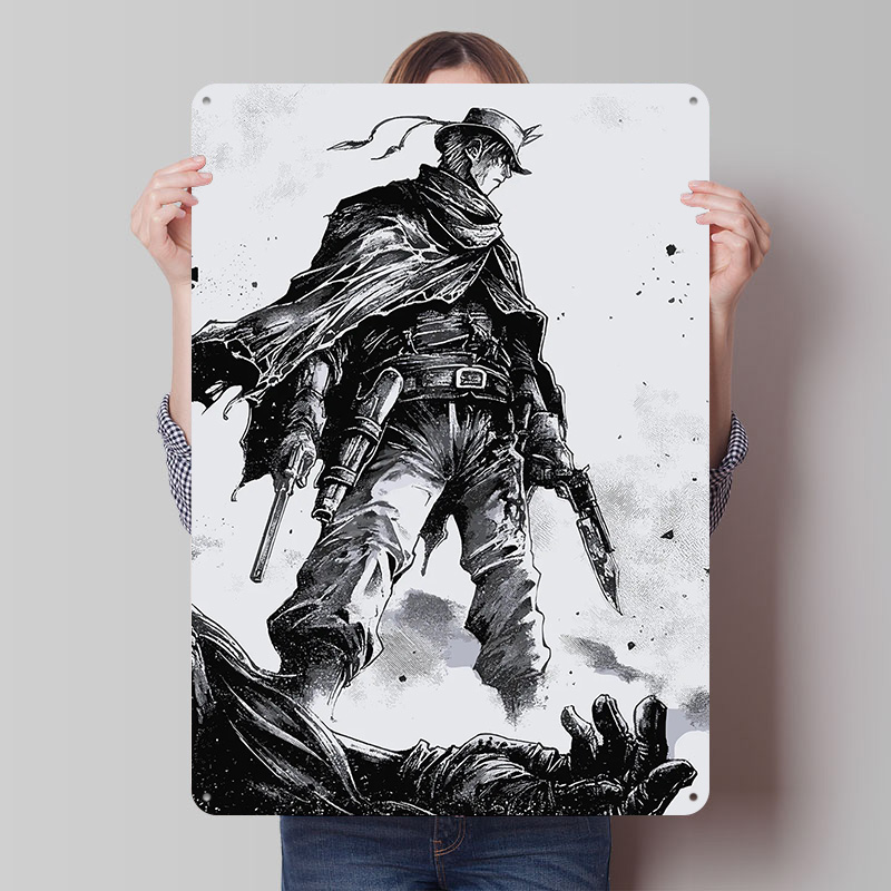 Retro Gaming Gun - Kowboj z Bronią i Nożem Metalowy