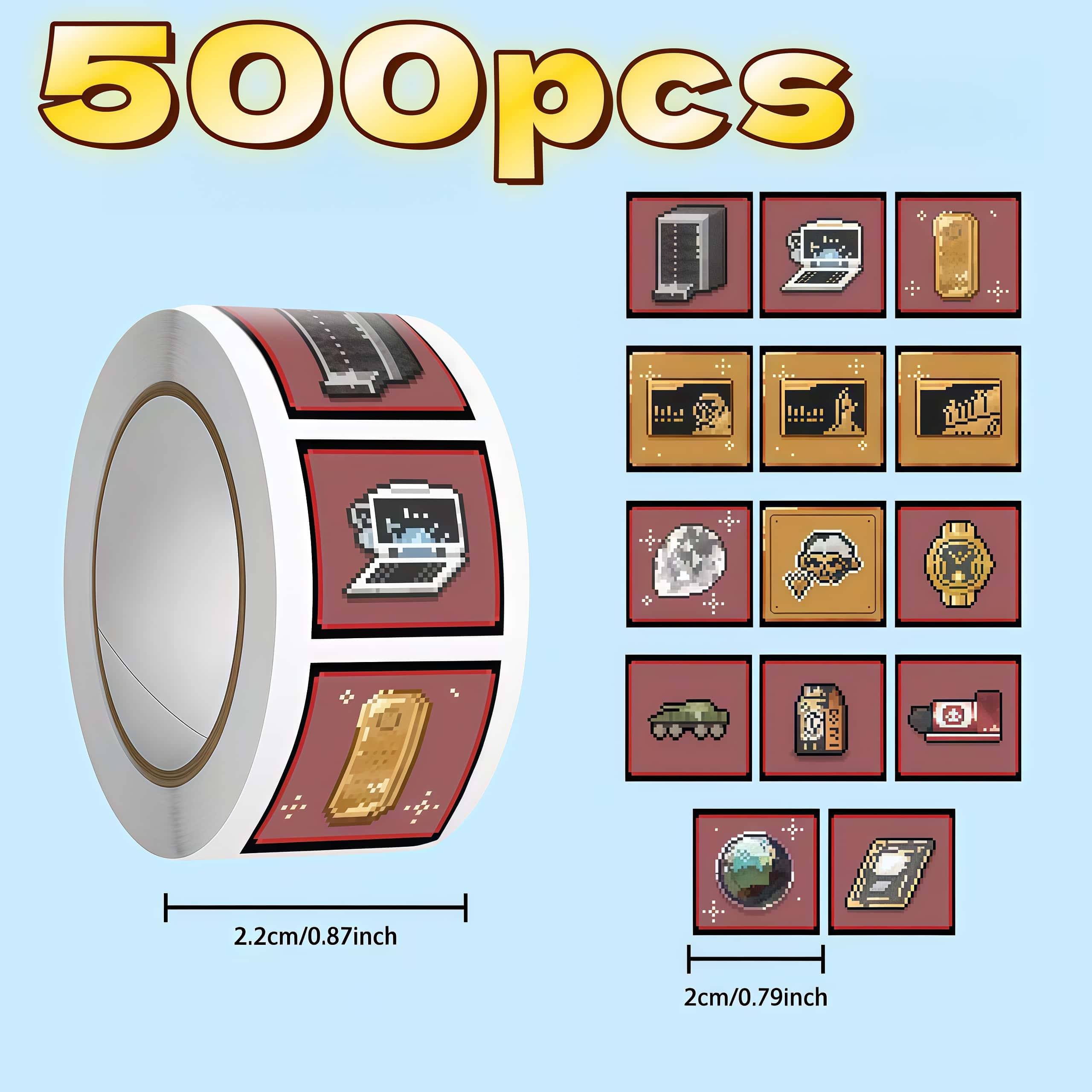 Retro Gaming Bar - 500 szt. Naklejek Pixel Delta Game