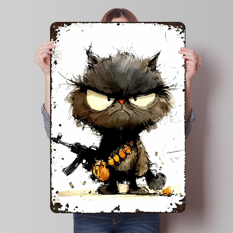 Retro Gaming Gun - Plakat z kotem z pistoletem, personalizowana