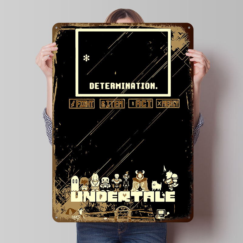 Retro Gaming Bar - Undertale Metalowy Plakat, Personalizowana Dekoracja Ścienna,