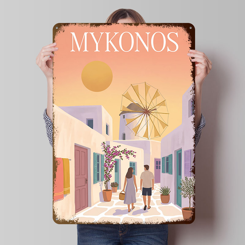 Mykonos Grecja Metalowy Plakat – Retro Gaming Bar recenzja i cena