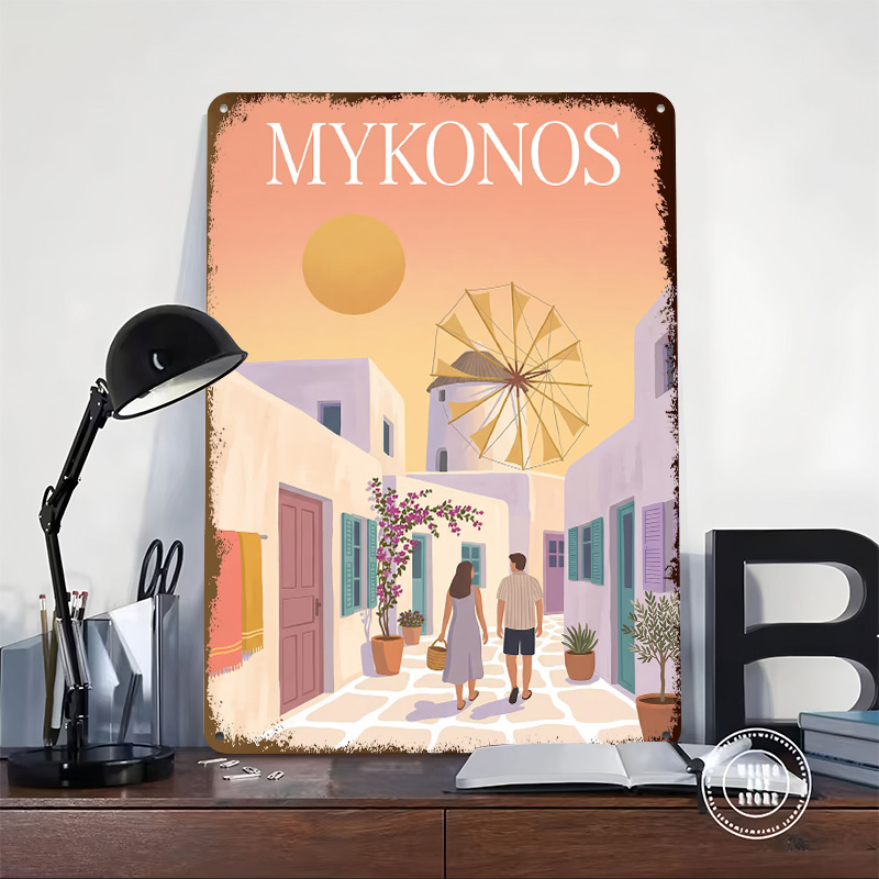 Mykonos Grecja Metalowy Plakat – Retro Gaming Bar recenzja i cena